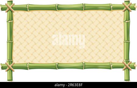 Bamboo frame with Woven isolated on white Stock Vector