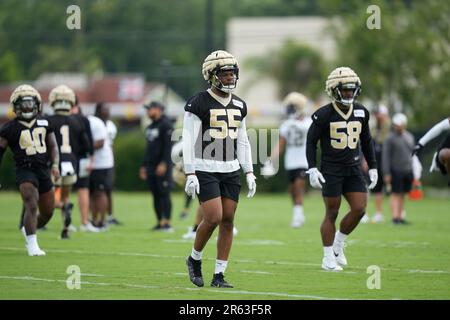 New Orleans Saints linebacker Isaiah Pryor (42) drops in coverage during an  NFL preseason game against the Houston Texans on Saturday, August 13, 2022,  in Houston. (AP Photo/Matt Patterson Stock Photo - Alamy