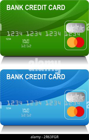 An image of a set of generic Credit Cards. Stock Vector