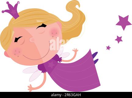 Tooth fairy, princes or sugar plum fairy? Little girl in Fairy princess costume isolated on white background. Vector Illustration. Stock Vector