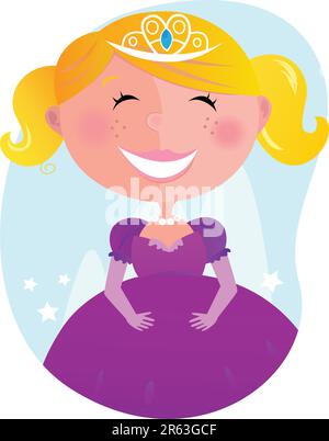 Vector cartoon illustration of small pink princess. Stock Vector