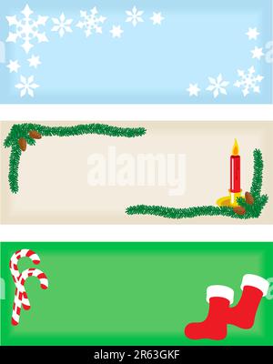 Set of three Christmas tags. Vector art is layered and grouped for simple rearrangement of elements. Stock Vector