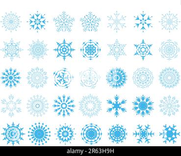biggest collection of vector snowflakes in different shape Stock Vector