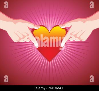 The vector image of hands holding heart Stock Vector