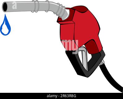 Red gas pump nozzle with water drop Stock Vector