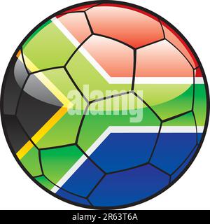 fully editable illustration flag of  South Africa on soccer ball Stock Vector