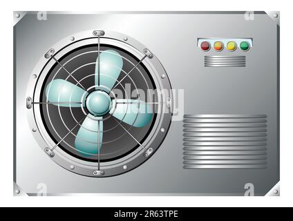 Industrial air conditioner box isolated over white background Stock Vector