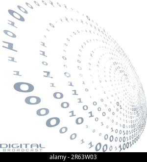 Digital broadcast visualization. Circle of binary code with ones and zeros. Vector graphic pattern Stock Vector