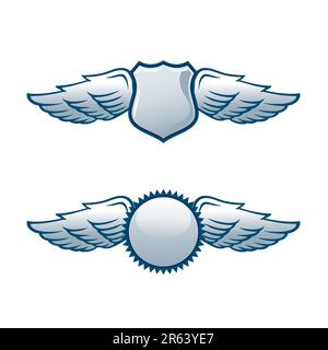 Shields with wings in two different shapes Stock Vector