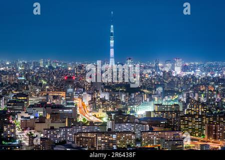 Night view of Tokyo Sky Tree Stock Photo