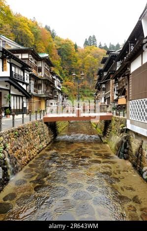 Ginzan Onsen in autumn Stock Photo