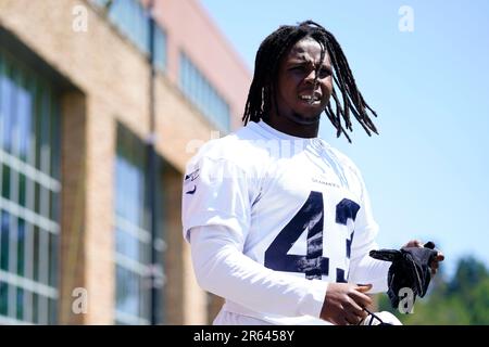 Seattle Seahawks center Evan Brown (63) walks on the field during minicamp  Tuesday, June 6, 2023, at the NFL football team's facilities in Renton,  Wash. (AP Photo/Lindsey Wasson Stock Photo - Alamy