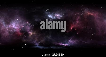 360 degree panoramic view of 360 degree interstellar cloud of dust and gas. Space background with nebula and stars. Glowing nebula, equirectangular projection, environment map. HD