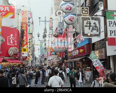 Bustling crowd in Dotonbori Stock Photo