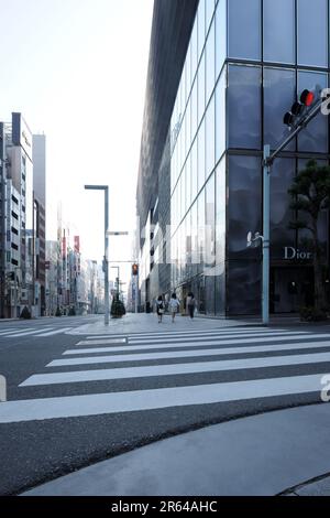 Ginza Chuo-dori in the early morning Stock Photo