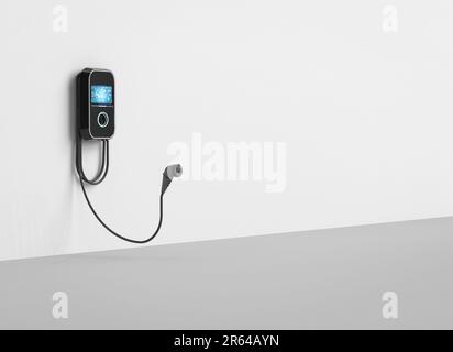 3d rendering black ev charging station or electric vehicle recharging station with nozzle out Stock Photo