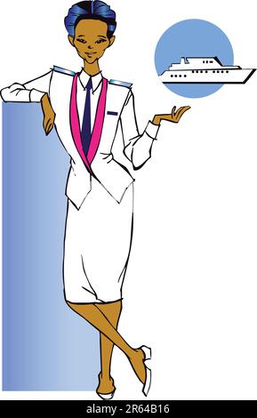 stewardess (asian or hispanic woman) clipart Stock Vector