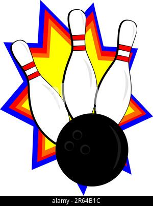 A bowling ball striking pins Stock Vector