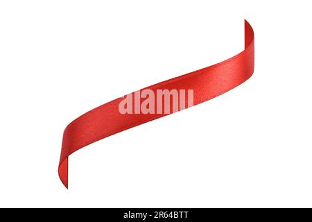 Clipping path. Ribbon Tag. Red ribbon isolated on white background. Ribbon Banner. Birthday ribbon. Red Labels Tag. Red ribbon decoration. Stock Photo