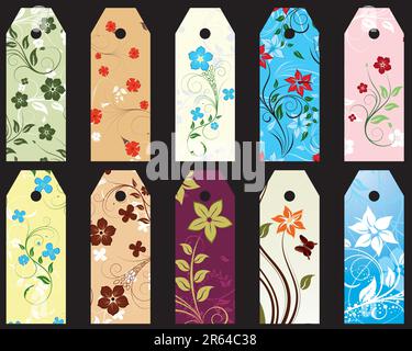 Set of ten vector floral bookmark labels Stock Vector