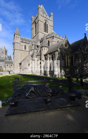 The Homeless Jesus Statue by the Christ Church Cathedral in Dublin, Ireland. Stock Photo