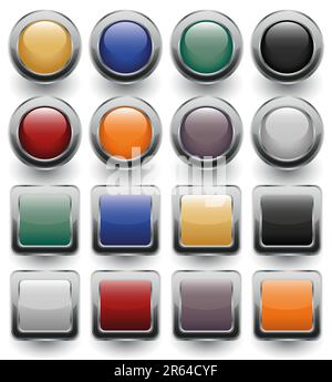 Green 3d buttons and icons. With metal frame Stock Vector Image & Art ...