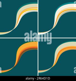 Set of simple abstract waves on a sherpa blue background. Vector graphics Stock Vector