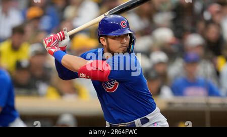 Seiya Suzuki of the Chicago Cubs walks back to the dugout after being  called out on strikes in the second inning of a baseball game against the  Milwaukee Brewers on April 30