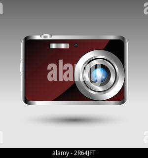 Compact digital foto camera - front view Stock Vector