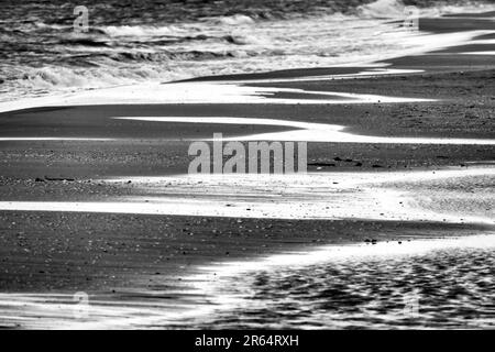 Black and white photo of the seaside of Pescara in winter, Italy Stock Photo