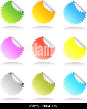 A Selection of Colourful Sticker Illustrations Stock Vector