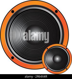 two speakers of  different size on a white background Stock Vector