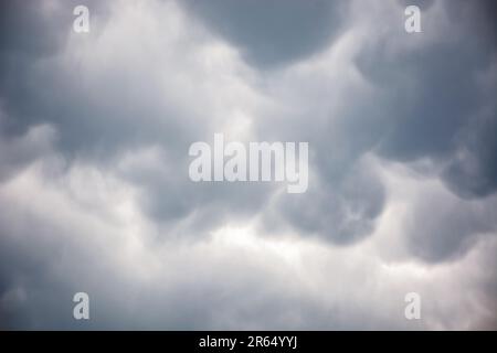 sky covered with heavy rainy clouds. bad weather forecast Stock Photo