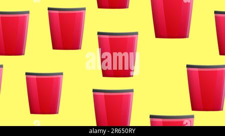 Striped box of popcorn and a movie ticket. Seamless vector pattern on background. Stock Vector