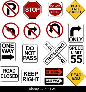 An image of road sign icons. Stock Vector