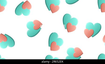 Endless seamless pattern of beautiful festive love joyful tender hearts on a white background. Vector illustration. Stock Vector