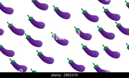 Eggplant stock seamless pattern on light brown background wallpaper, pattern, web, blog, surface, textures, graphic. Stock Vector