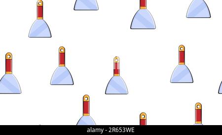 Texture, seamless abstract pattern of red metal spatulas, trowels, plaster repair, construction tools on a white background. Stock Vector
