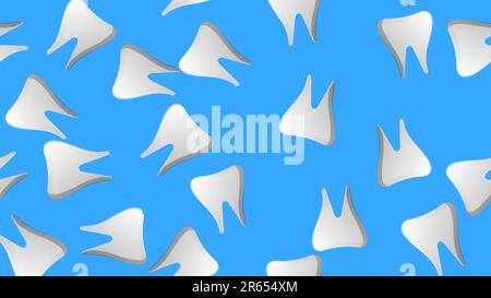 Endless seamless pattern of medical scientific medical therapeutic items dental tooth on a blue background. Vector illustration. Stock Vector