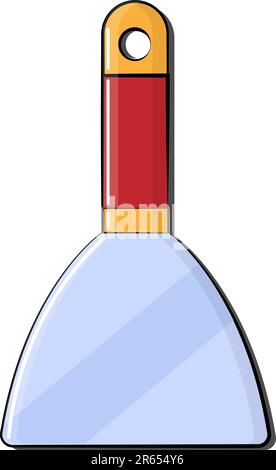 Construction red-yellow icon metal trowel, trowel with a wooden handle designed for applying mortar, plaster, cement, putty on the walls. Construction Stock Vector