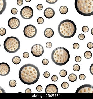 blush ball seamless pattern. Beauty concept. Flat vector cartoon illustration. Objects isolated on white background. Stock Vector