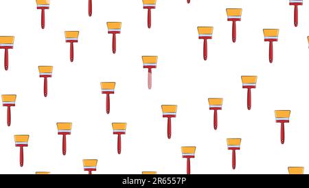 Texture, seamless abstract pattern from construction paint natural brushes made of wool for repair, painting walls on a white background. Vector illus Stock Vector