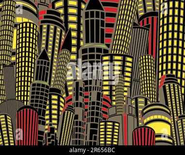 Editable vector illustration of tall city buildings Stock Vector Image ...