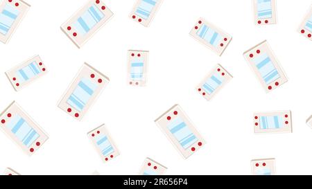 Seamless pattern endless with handheld game consoles, electronic toys old retro vintage hipster from 70s, 80s, 90s isolated on white background. Vecto Stock Vector