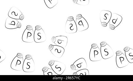 Grey Salt and pepper icon isolated seamless pattern on white background. Cooking spices. Vector Illustration. Stock Vector