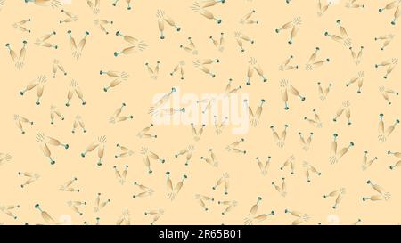 Endless seamless pattern of beautiful festive love clinking glasses of champagne on a yellow background. Vector illustration. Stock Vector
