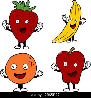 An image of fruit cartoon characters. Stock Vector