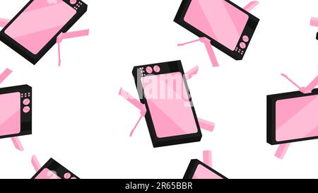 Texture seamless pattern from old vintage retro hipstersih stylish isometric television sets of kinescope with antenna from the 70's, 80's, 90's. The Stock Vector