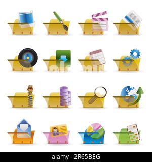 Computer and Phone Icons - Folders - Vector Icon Set Stock Vector
