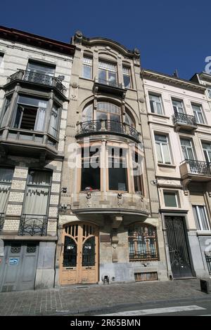 A Brussels house designed in the art nouveau style by architect Benjamin De Lestre. Stock Photo
